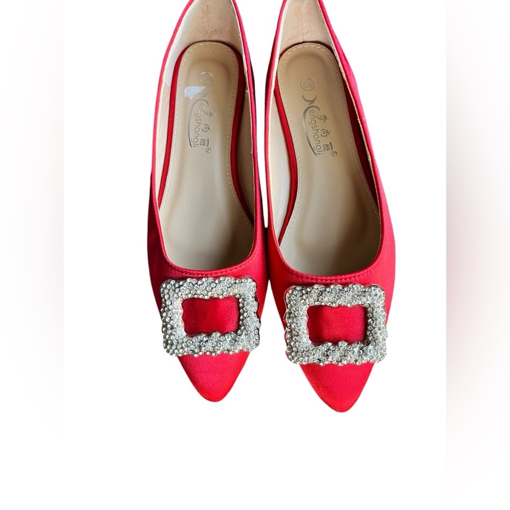 Red Rhinestone Buckle Heel